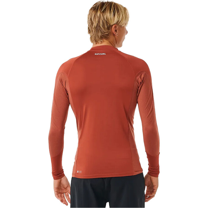 2024 Rip Curl Hombres Waves UPF Performance Chaleco De Licra De Manga Larga 141MRV - Red